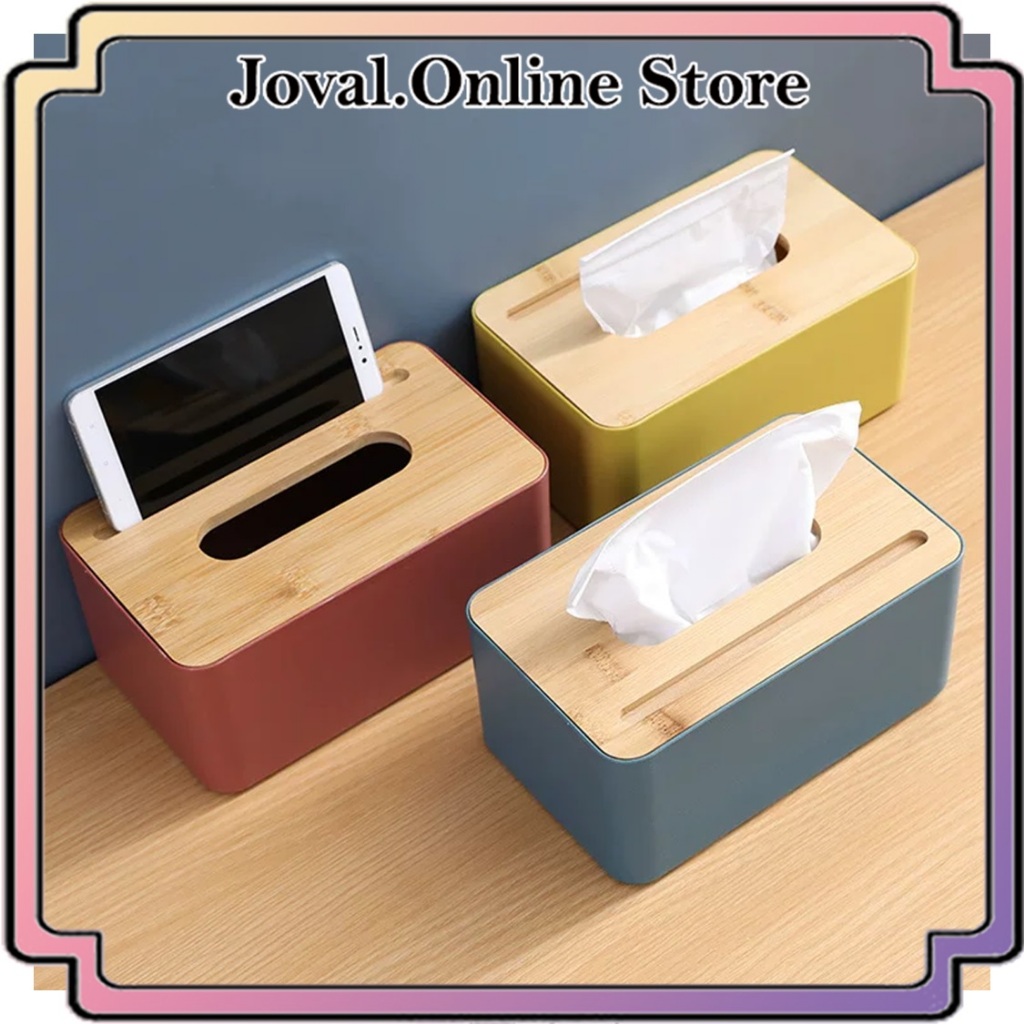 Jual KOTAK TISU BAMBU DENGAN TEMPAT HANDPHONE / TEMPAT TISU MINIMALIS ...