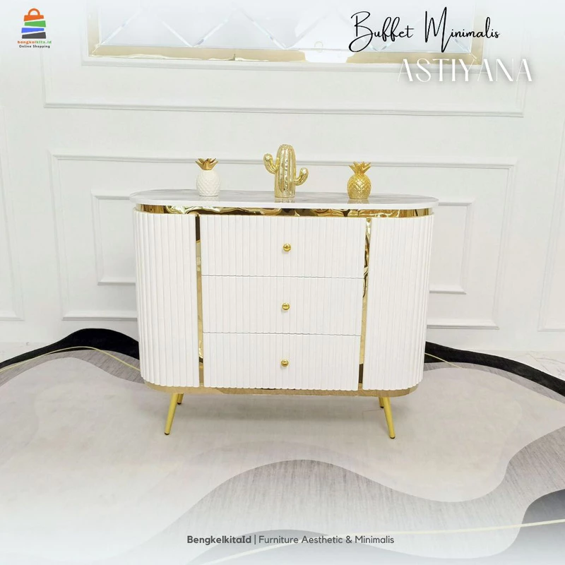 Meja TV Aesthetic Meja Console Minimalis - MEJA ASTIYANA - Kayu Solid Laci Cat Duco Glossy
