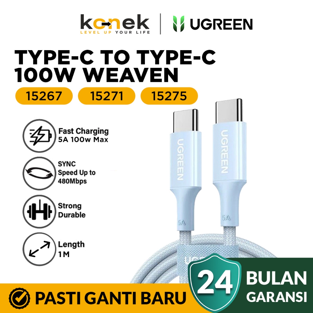Jual UGREEN Kabel Data PD Type C To Type C Fast Charging 3A 5A Max 100W ...