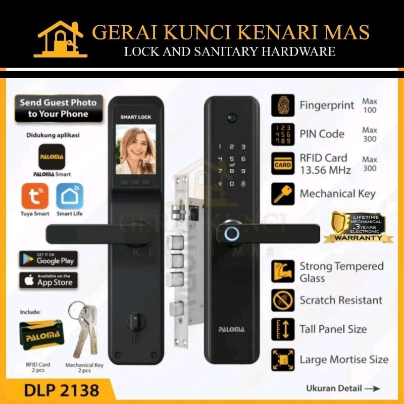 Jual PALOMA Digital Lock Smart Home Camera Viewer Handle Pintu Otomatis ...