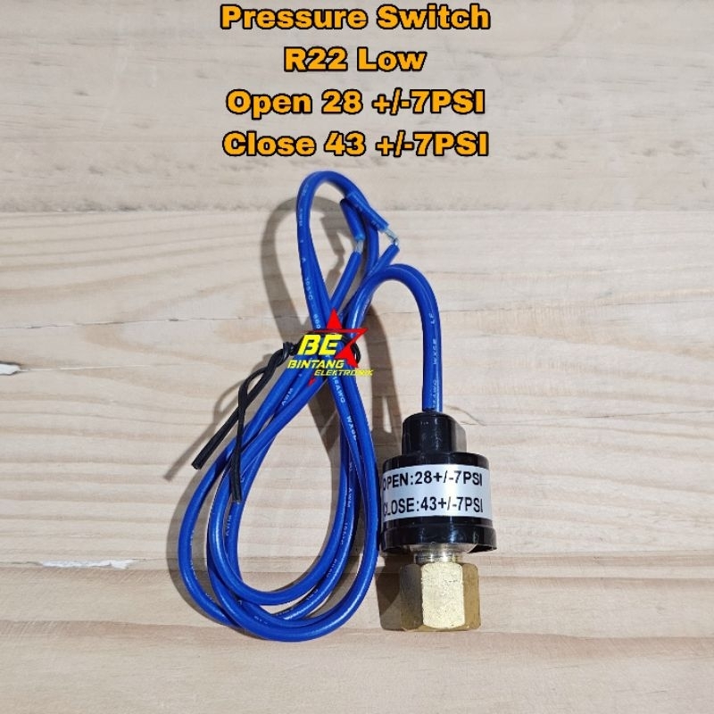 Jual LOW Pressure Switch R22 Kabel BIRU Open 28 +/-7PSI Close 43 ...