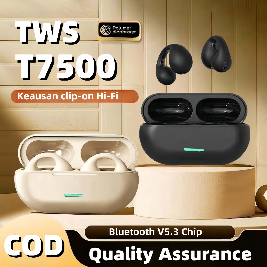 Jual [COD] TWS-T7500 Bluetooth v5.3 100% Ori Earphone klip Telinga ...