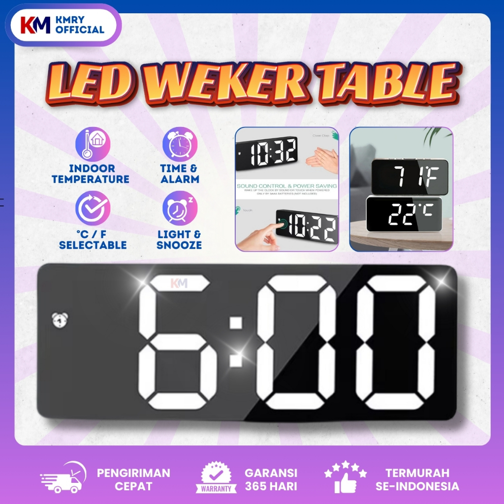 Jual KMRY Jam Meja Digital Led Weker Table Tidur Digital Alarm Clock 3D ...