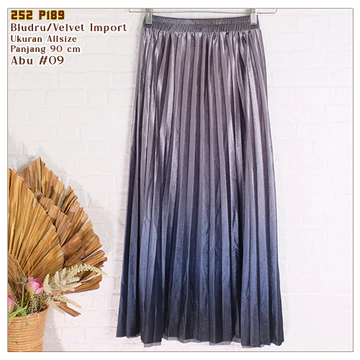 Rok Plisket Velvet Gradasi Premium Bludru Model Payung Panjang 252 P189
