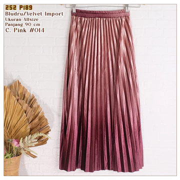 Rok Plisket Velvet Gradasi Premium Bludru Model Payung Panjang 252 P189