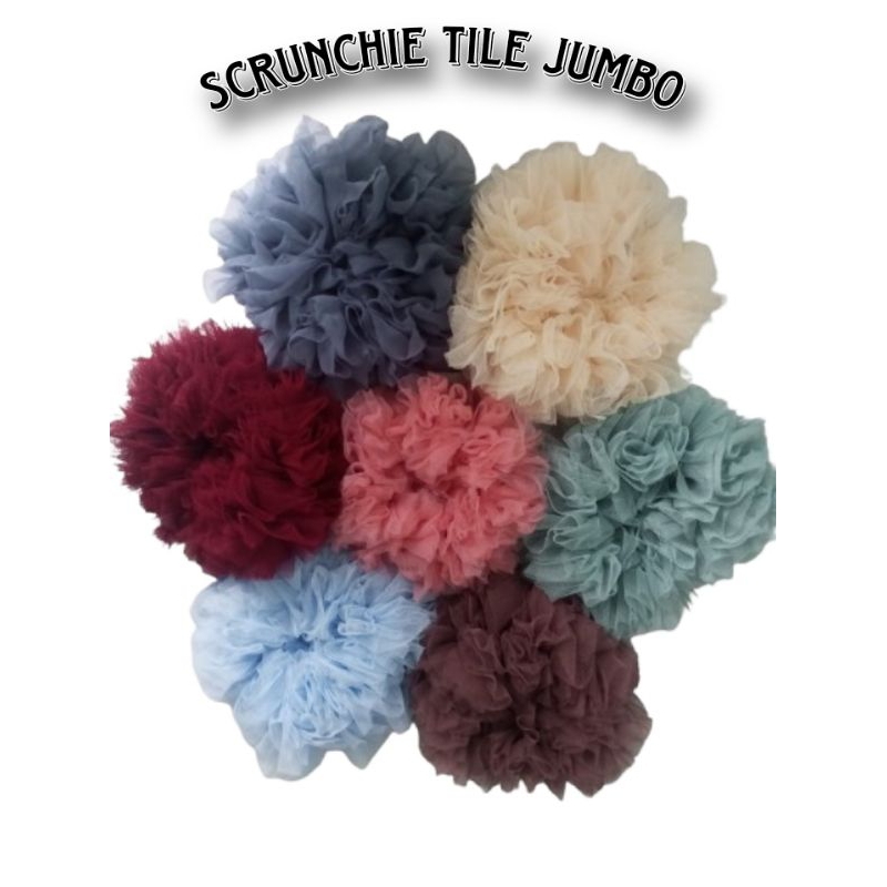 Jual Scrunchie tile jumbo / cepol hijab / ikat rambut tulle | Shopee ...