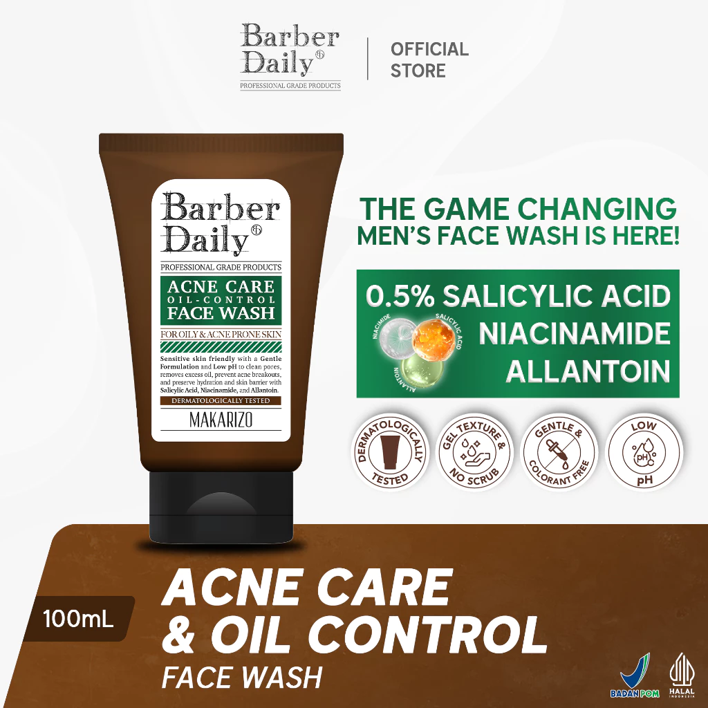 Barber Daily Acne Care & Oil Control Face Wash: Solusi Wajah Bebas Jerawat & Minyak Berlebih untuk Pria!