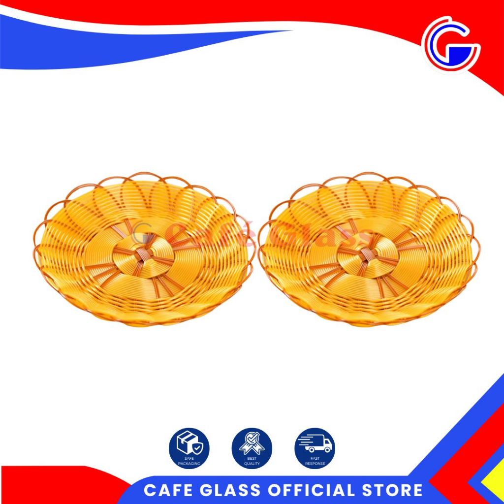 Piring Anyaman - Piring Lidi Plastik - Piring Saji Anyaman I Piring Rotan Bulat