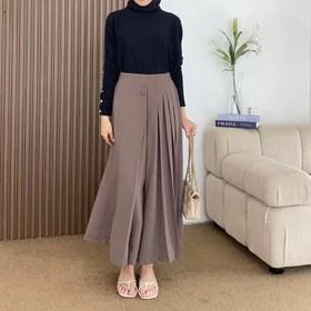 Shenna Kulot Pleats Celana Kulot Rok Wanita Celana Bawahan Casual Formal Daily Furano Premium