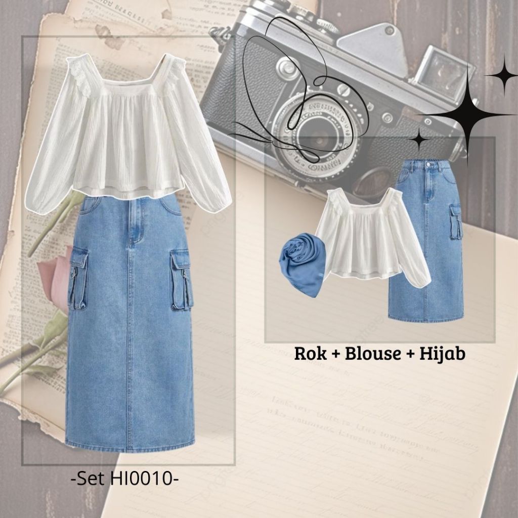 Jual OOTD Trendy & Stylist dengan Set 3in1 (rok + blouse + hijab ...