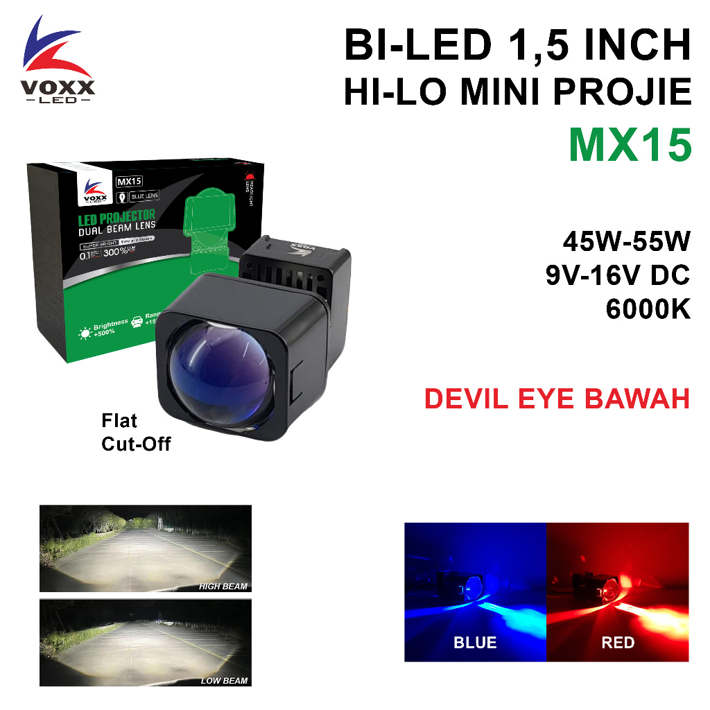 Jual VOXX LED MX15 Projector LED Matrix HiLo Mini Projie LED 1.5 inch ...