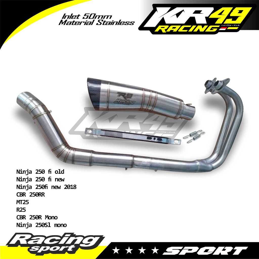 Jual Knalpot racing bass R9 H2 untuk pemasangan ninja 4 fi r25 mt25 cbr ...