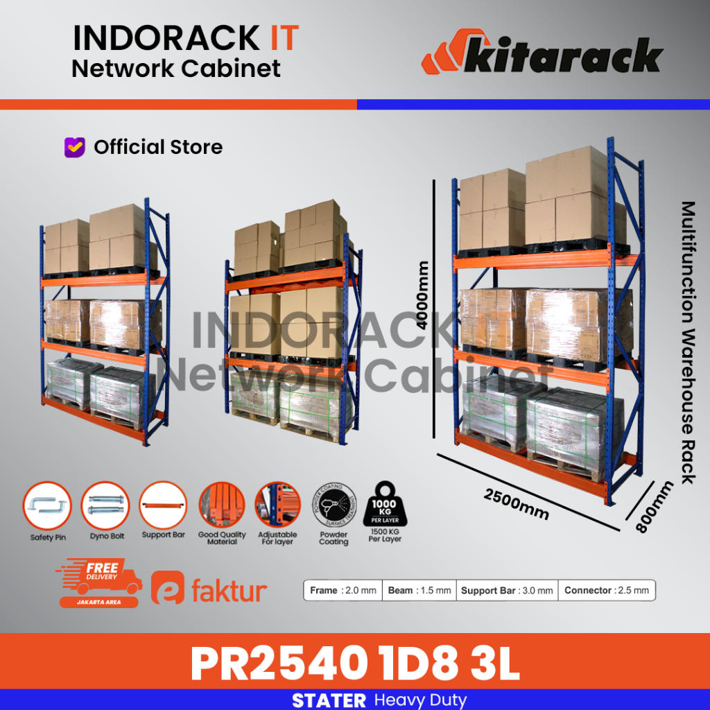 Jual Rak Palet 1 TON Pallet Rack Heavy Duty Panjang 2.5M Tinggi 4M ...