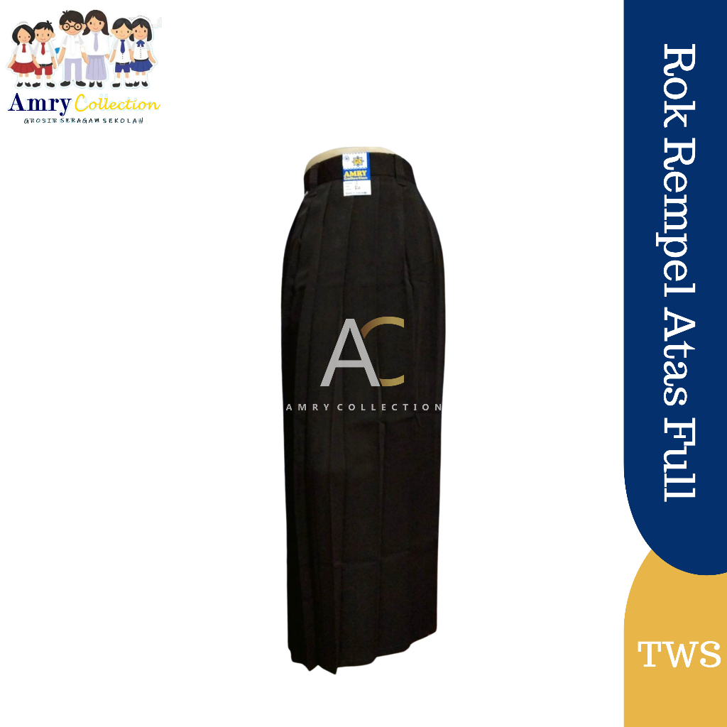 Jual ROK SEKOLAH Rok Rempel Full Panjang HITAM Seragam Sekolah Formal ...