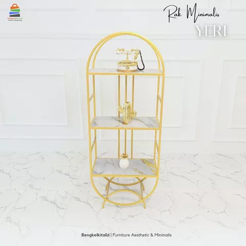 Rak Susun Aesthetic Rak Pajangan Minimalis - RAK YERI - Rak Hias Besi Holo Cat Duco Mewah
