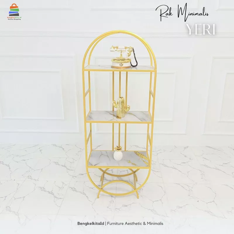Rak Susun Aesthetic Rak Pajangan Minimalis - RAK YERI - Rak Hias Besi Holo Cat Duco Mewah