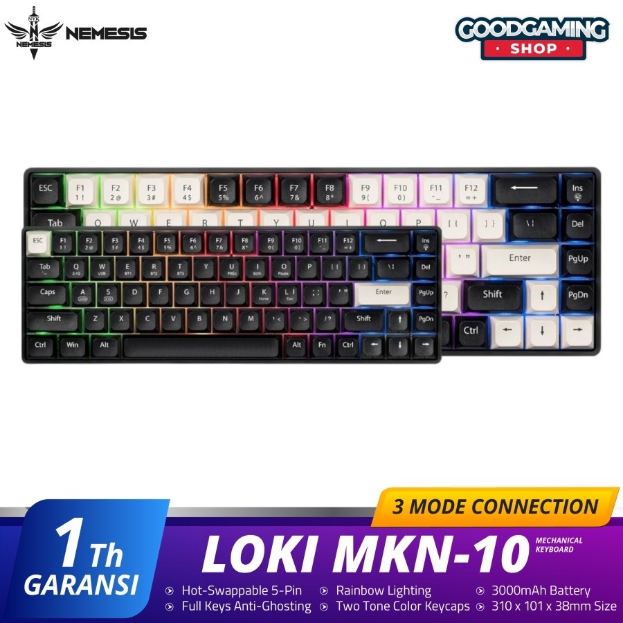 Jual NYK Nemesis LOKI MKN-10 Keyboard 3in1 Wireless Connection Hotswap ...