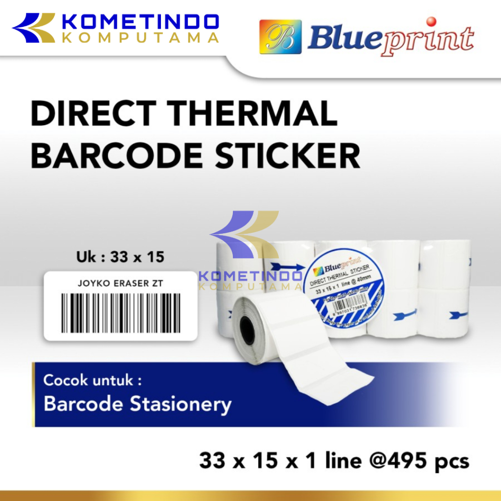 Jual 33x15 mm x 1 Line isi 500 Label Stiker BLUEPRINT Direct Thermal ...