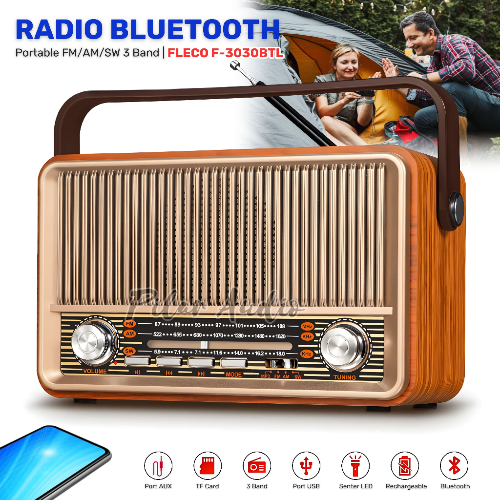 Jual Radio FM/AM/SW Speaker Portable Bluetooth FM Radio Classic Design ...