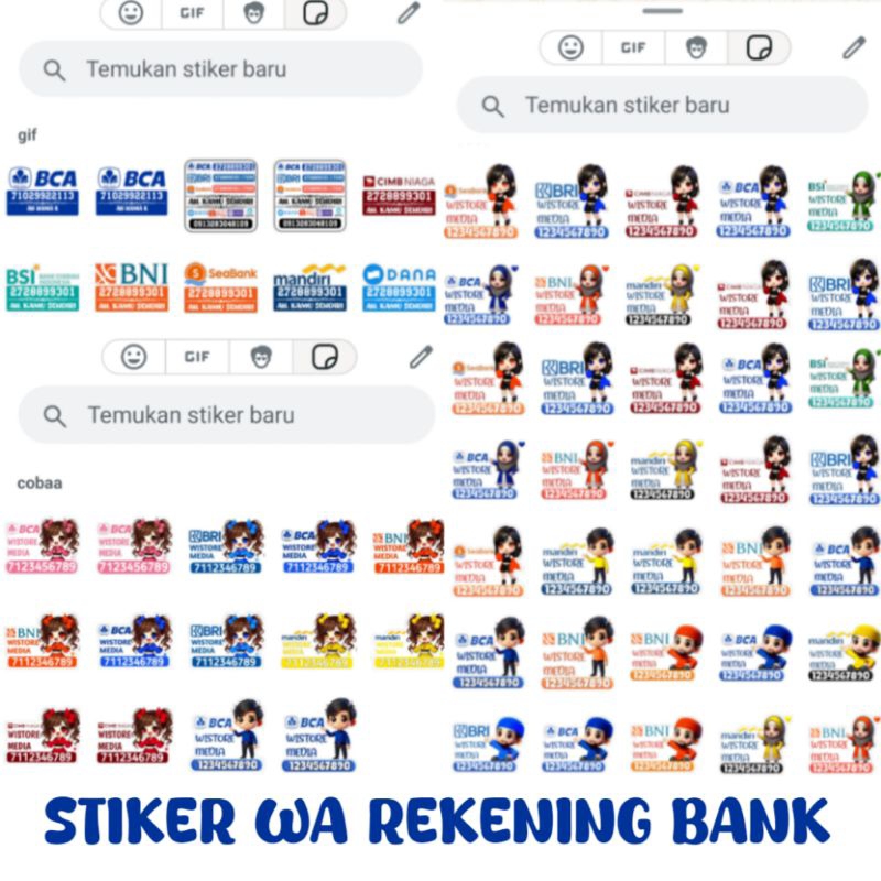 Jual Jasa Stiker Wa Rekening bank Stiker Whatsapp karakter Rekening ...