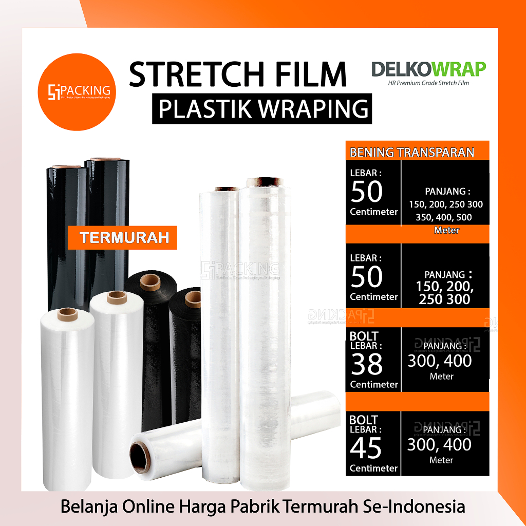 Jual Plastik Wrapping Stretch Film Wrap Bening Transparan Hitam 38cm ...