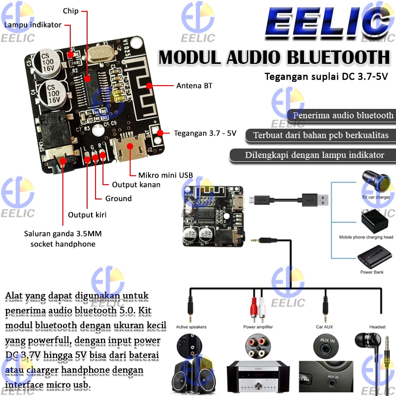 Jual EELIC MDL-VHM314 Modul Audio Bluetooth 5.0 Receiver Board Decoder ...