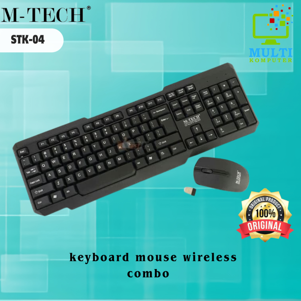 Jual Paket Keyboard Mouse Wireless MTech STK-04 M-Tech STK04 Combo ...