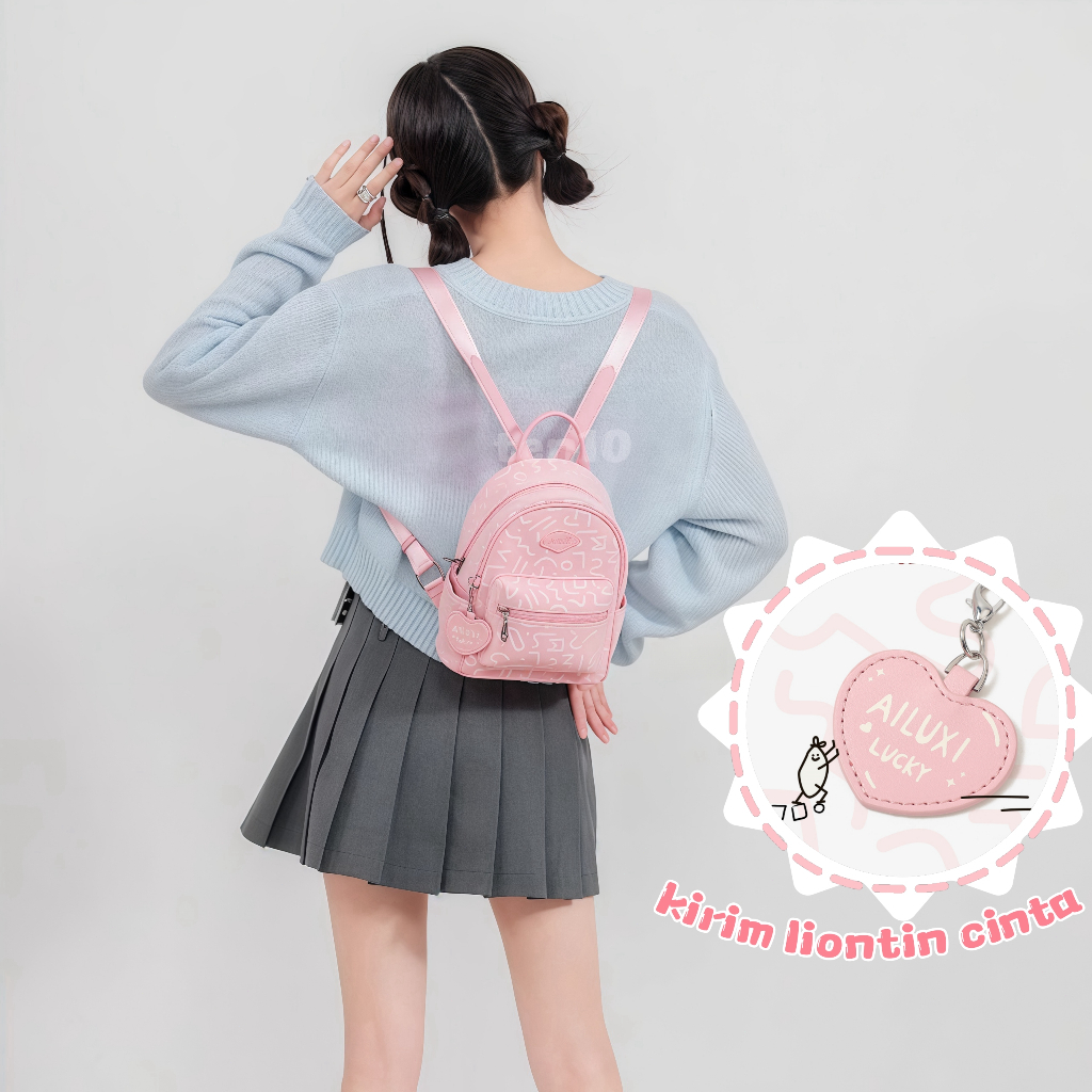 Jual Ransel Mini Pink Baru Ransel Sederhana Mode Tas Wanita Cream ...