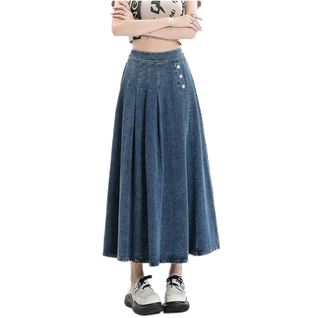 Jual Blue Treads - Inara Long Skirt Rok Jeans Korean Look - Inara Long ...