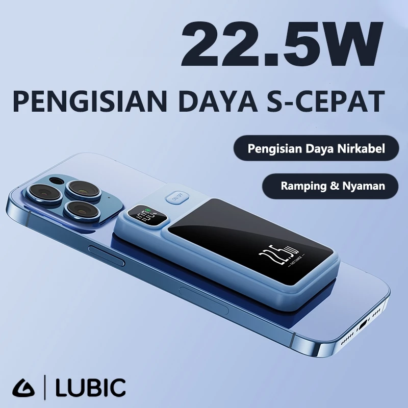 LUBIC Wireless Powerbank PD20W Fast Charging Magnetic Magsafe Bank Daya 10000Mah