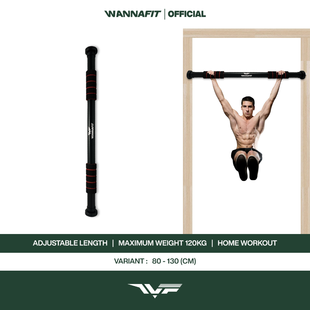 WANNAFIT Pull Up Bar 82cm - 130cm Door Chinning  | Alat Olahraga Rumah