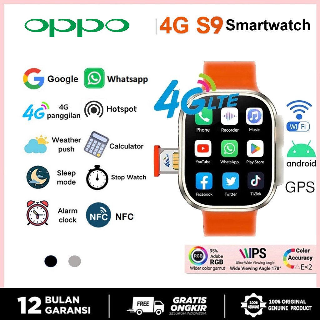 Jual [Bisa hotspot]OPPO 4G Sim card Smartwatch S9 Ultra ROM/RAM:4+64GB ...
