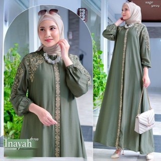 COD INAYAH DRESS GAMIS KONDANGAN MEWAH ADEM DAN ELEGANT GAMIS POLO LINEN MIX BORDIR CANTIK GAMIS MUSLIM GAMIS PENGAJIAN