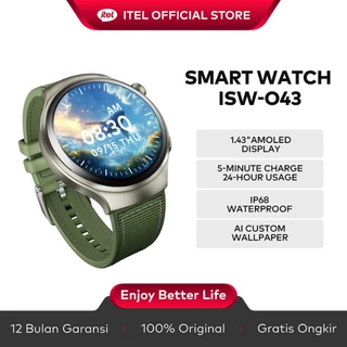 Official Itel Smartwatch O43 Max smart watch 1.43 inch AMOLED Touch Screen IP68 Jam Tangan Pria fitness tracking