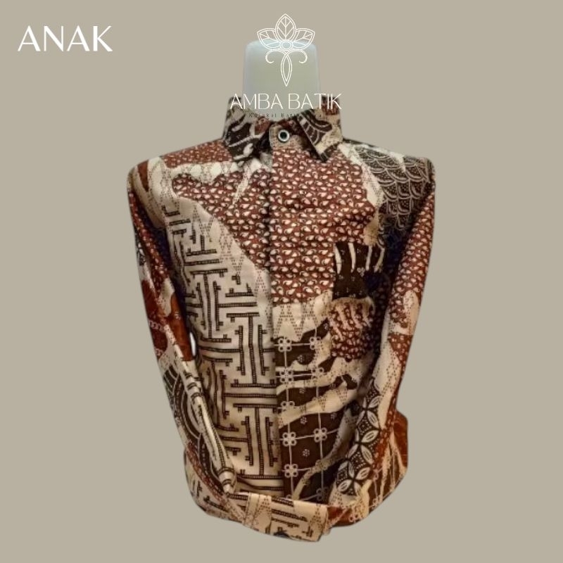 Jual Batik Couple Ayah dan Anak Warna COKLAT CREAM Pakai Lapisan Puring ...