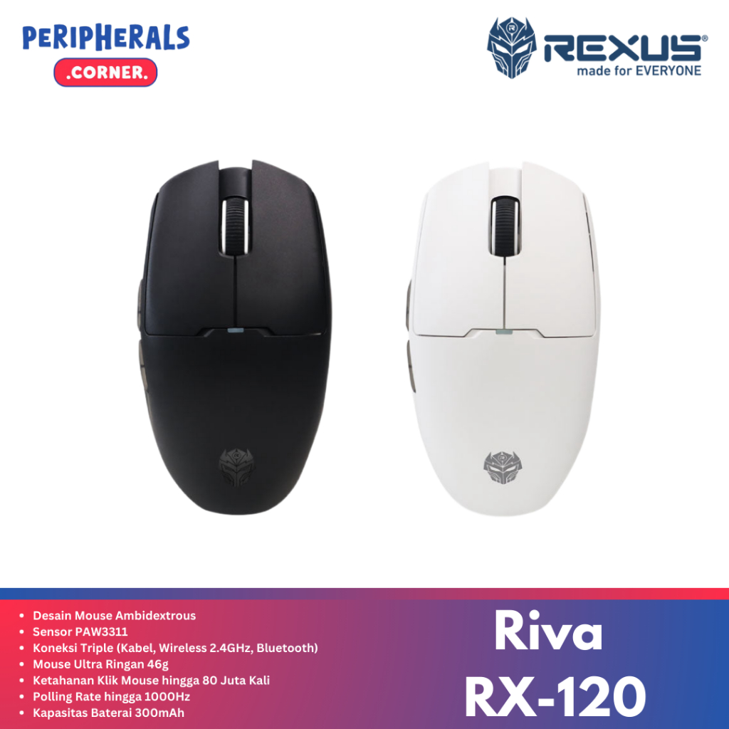 Jual Rexus Mouse Gaming RIVA RX-120 Lightweight Triple Connection ...