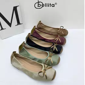 Bellita 816 1 Suede Bowed Flat Shoes Wanita Multicolor