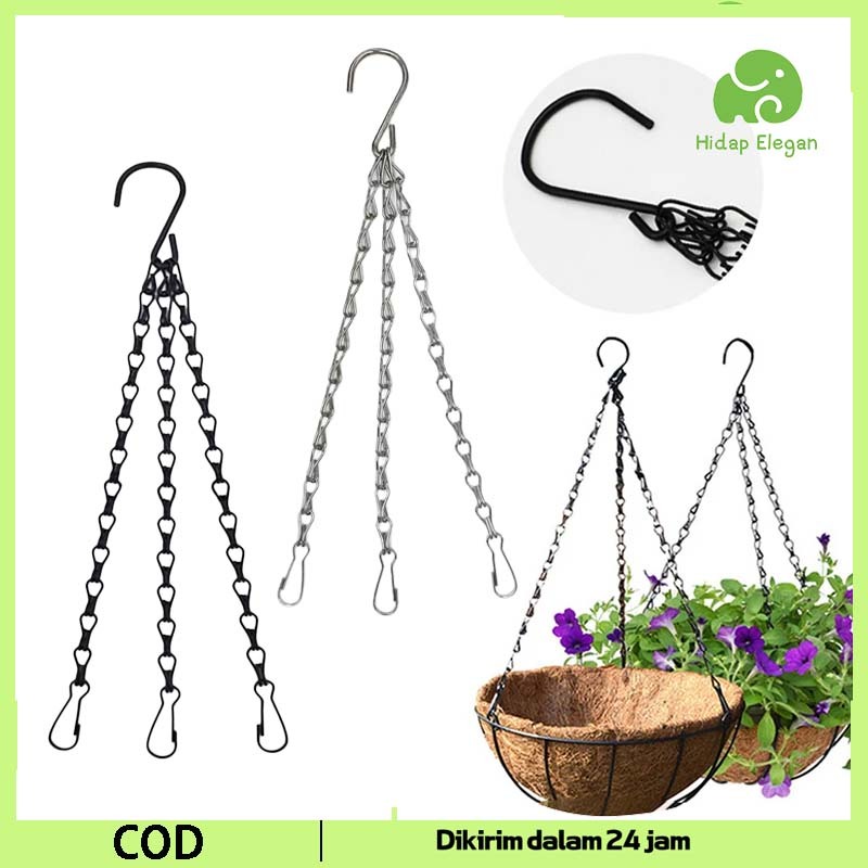 Jual 40cm Rantai Gantungan Samsak Rantai Flower Pot Chain 3 Hooks 1.4mm ...