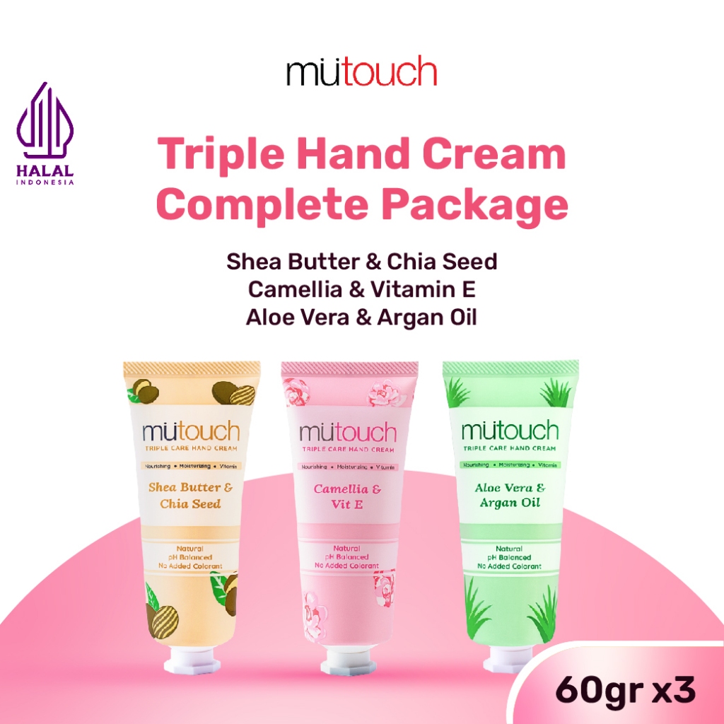 Jual PAKET COMPLETE - MuTouch Triple Care Hand Cream 60gr x 3 | Shopee ...