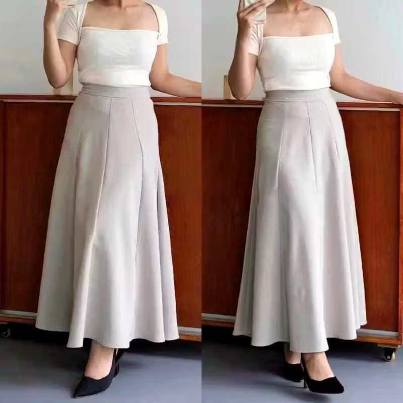 Jual Rok Audy Skirt Korean Loose Maxi Skirt Rok Wanita Anti Kusut ...