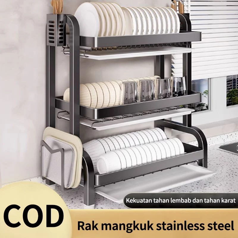 Rak Cuci Piring Stainless 2/3 Susun Anti Karat