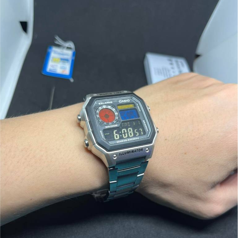 Jual Modified jam tangan pria Casio AE-1200, colorful polarised LCD ...