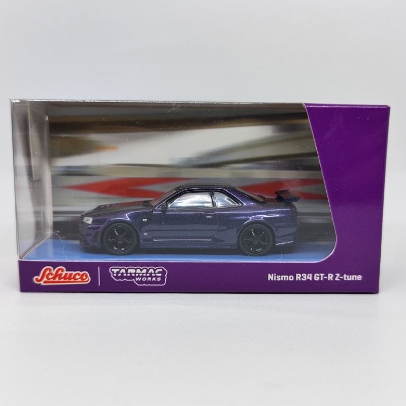 Modellino TW X Schuco 1:64 Nissan Skyline GTR R34 Ztune Midnight Purple III, Diecast Con Custodia