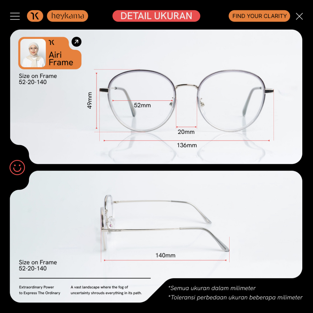 Jual OP0 heykama - Frame Kacamata Airi ( Bulat Oval ) | Shopee Indonesia