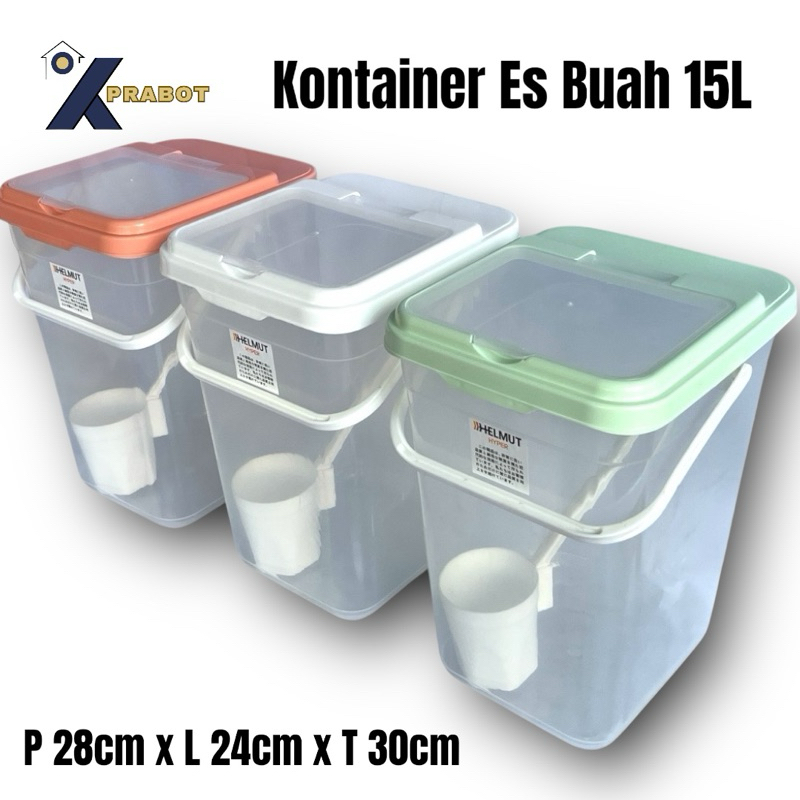 Jual Kontainer es buah 15L Bonus gayung sendok es - Kprabot / Toples es ...