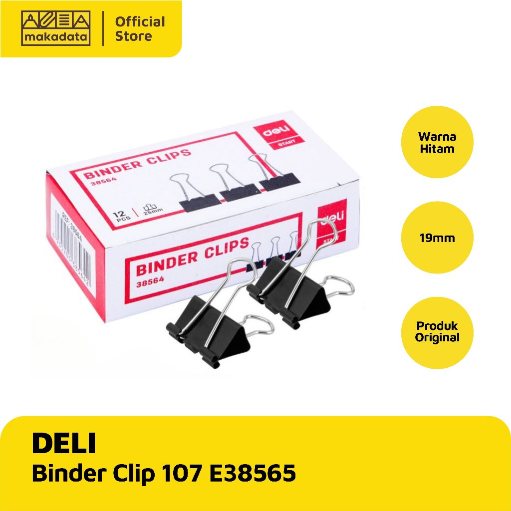 Jual DELI BINDER CLIP / KLIP KERTAS 107 E38565 HITAM (1 PCS) | Shopee ...
