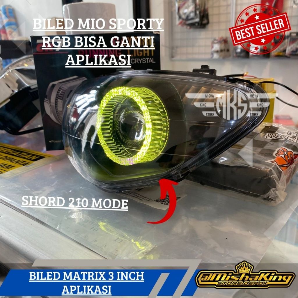 Jual lampu biled mio sporty matrix 3 inch RGB full set reflektor ...