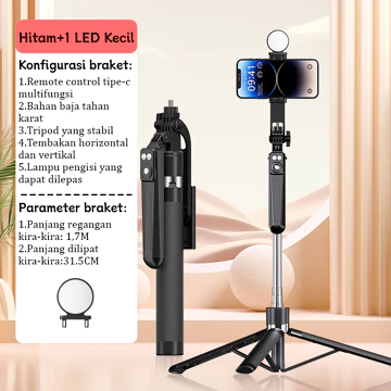 TOOREA B16 170cm Selfie Stick Tripod Tongsis HP Kamera DSLR Tongsis HP Holder Dengan 7 Tombol