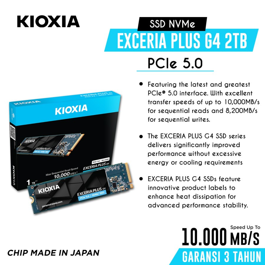 Jual KIOXIA EXCERIA PLUS G4 NVMe SSD 2TB / Gen5 SSD / Read 10000