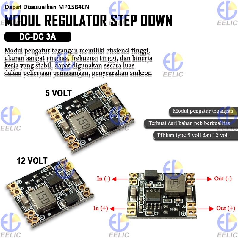 Jual EELIC MDL-DCTODC5V Modul Regulator Step Down Output DC-DC 3A Dapat ...